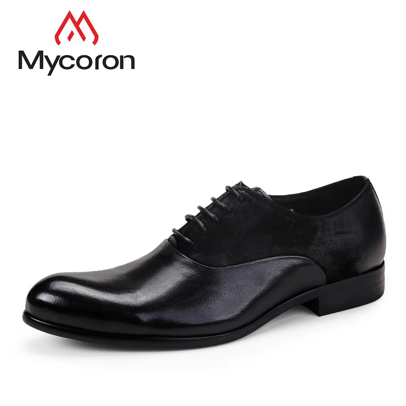 

MYCORON Men Business Retro Handmade Genuine Leather Wedding Dress Shoes Lace-Up Boots Formal Oxford Shoes Men Herrenschuhe