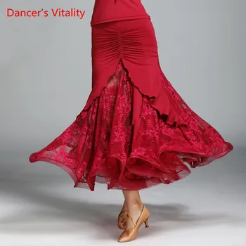 

Dancer's Vitality 2017 New Arrival Ballroom Dance Skirt Inverted V Type Net Yarn For Salsa Samba Tango Ballroom Costume Skirt