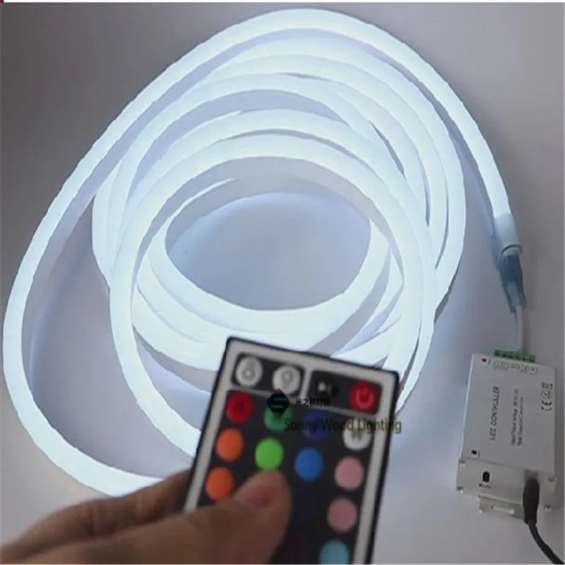 1-10 м Мини RGB Neon flex, 72 шт 5050SMD/m меняющая цвет светодиодная неоновая трубка с пультом дистанционного управления, 220-240 В светодиодная вывеска трубка