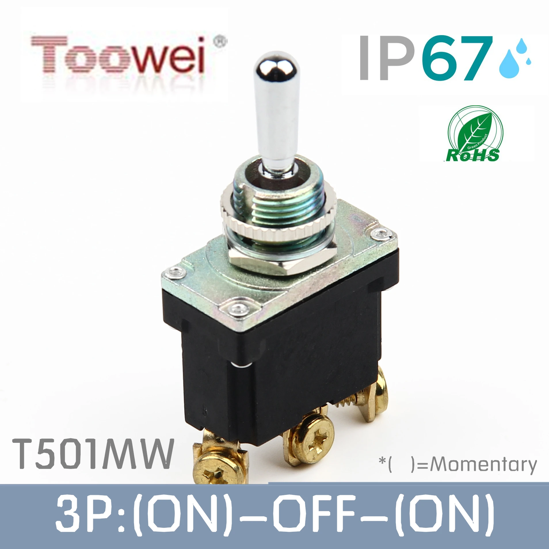 Toowei серии T500 водонепроницаемый тумблер IP67/наружный выключатель/T501MW 3 контакта(вкл.)-ВЫКЛ.-(вкл.) Мгновенный Переключатель 15A 250 В
