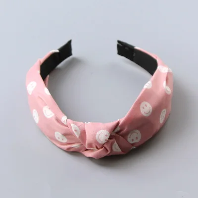 New Fashion Girls Cute Cartoon Dot Flower Smile Face Cloth Headband Kids Birthday Gifts Hairbands Hair Bands Hair Accessories - Цвет: 12