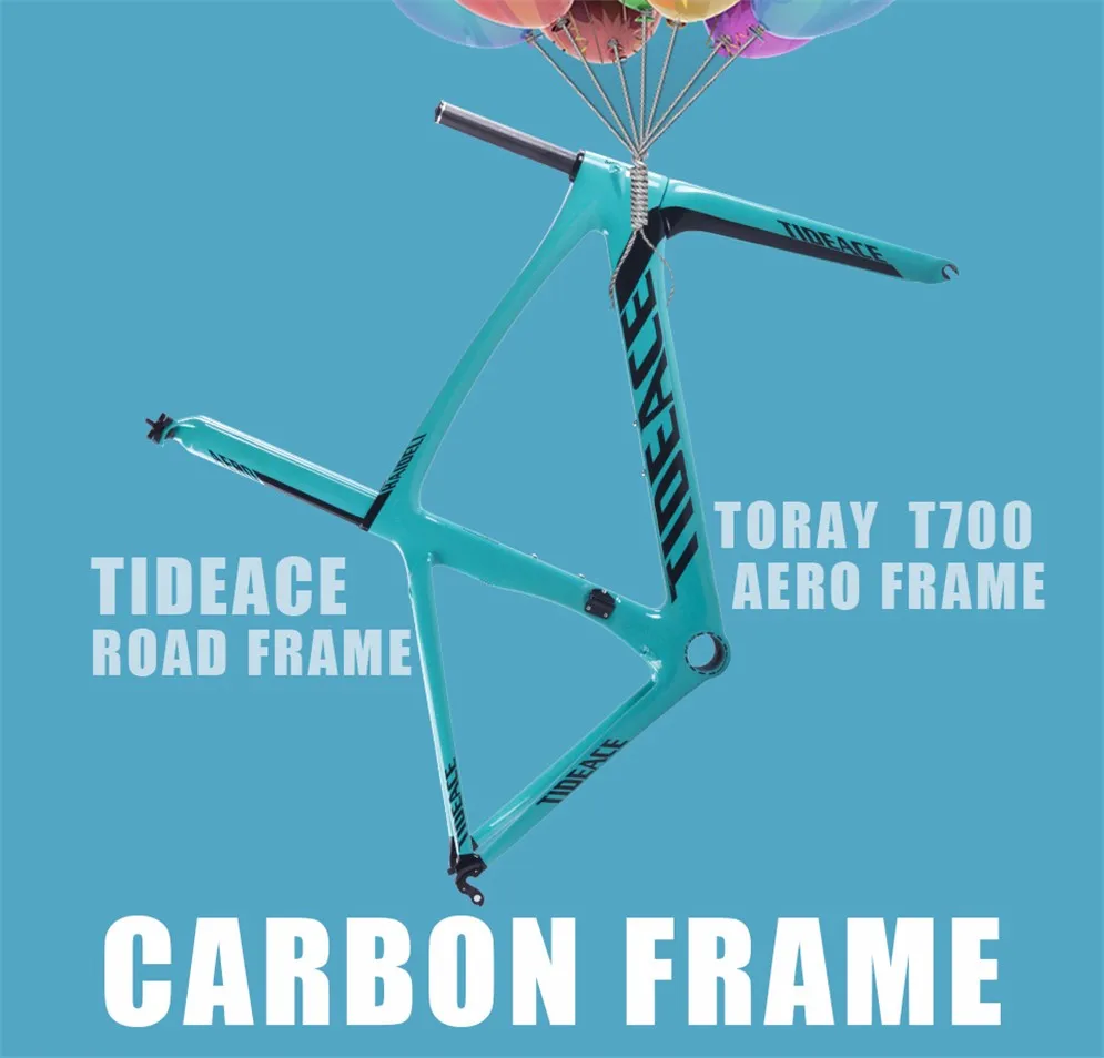 Flash Deal 2017 Tideace carbon bike frame 700C bicycle carbon road frameset with fork and PF30BB accessories V brake chinese carbon frames 2