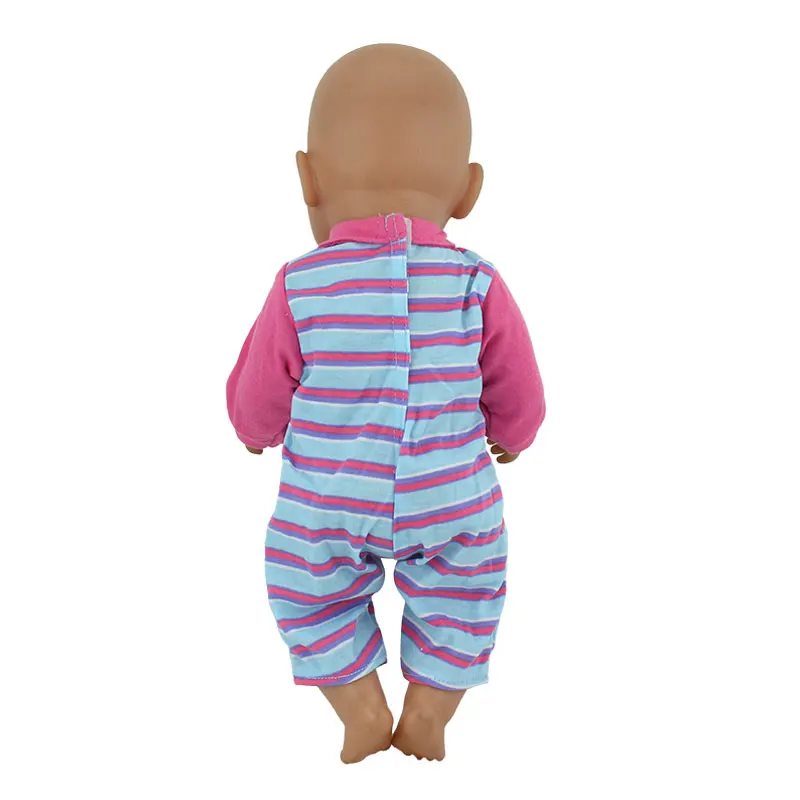 Meired-grid-jumpsuits-Wear-for-17-inch-43cm-baby-doll-Children-best-Birthday-Gift (2)