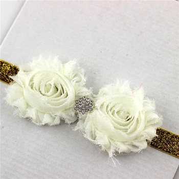

Baby girl Rose Coral Ivory Diamond Stone Headbands Newborn Shabby flower headband Infant Headwrap Children Toddlers Hair flowers