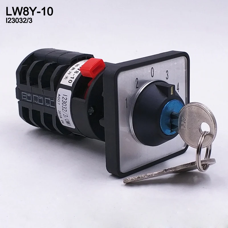 

1pcs LW8Y-10 I23032/3 Rotary switch 5 Position 12 terminals universal electrical changeover switch with Lock key Voltage Switch