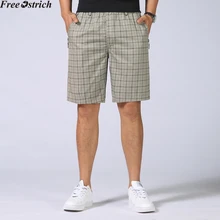 Мужские летние хлопковые повседневные шорты с клетчатым принтом, модные шорты с эластичными лентами, шорты-карго с карманами, пляжные шорты для серфинга и бега