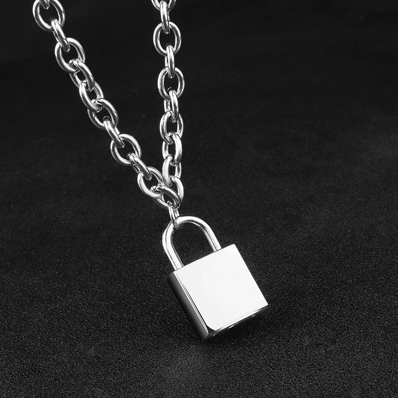 Handmade Men Women Unisex Chain Necklace Heavy Duty Square Lock Padlock