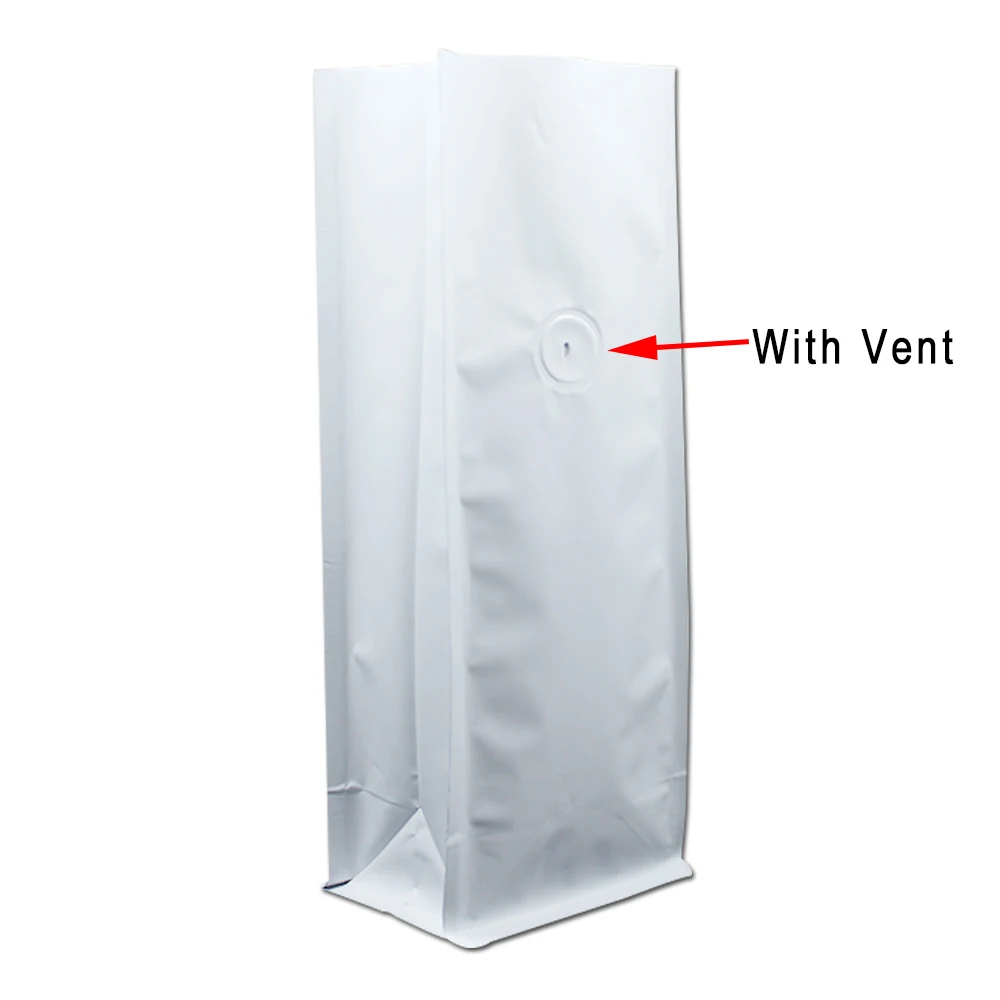 120Pcs/Lot Matte Black / White Opening Stand Up Aluminum Foil Side Gusset Valve Bag Bellow