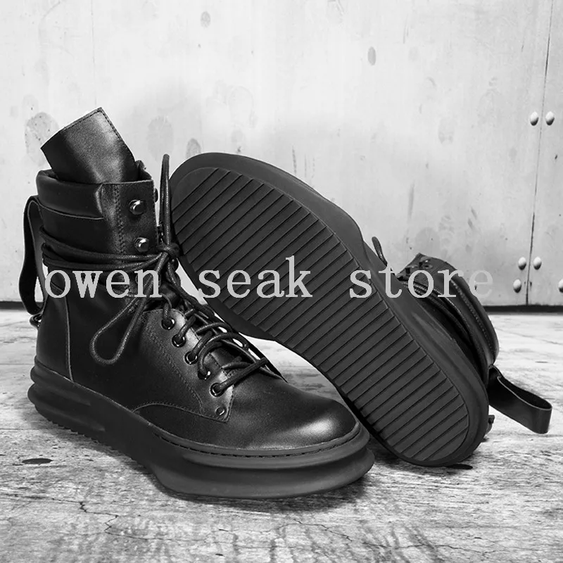 Мужские зимние ботинки на шнуровке из натуральной кожи молнии|shoes high|shoes high brandshoes