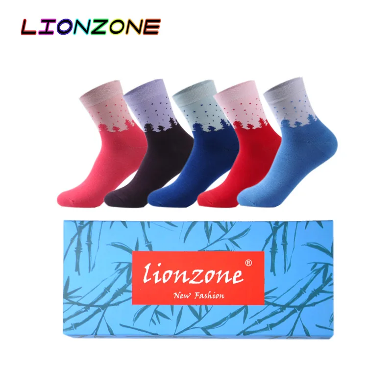 LIONZONE 5 пар/лот Красочные Лесные Фэнтези женские носки повседневные лучшее