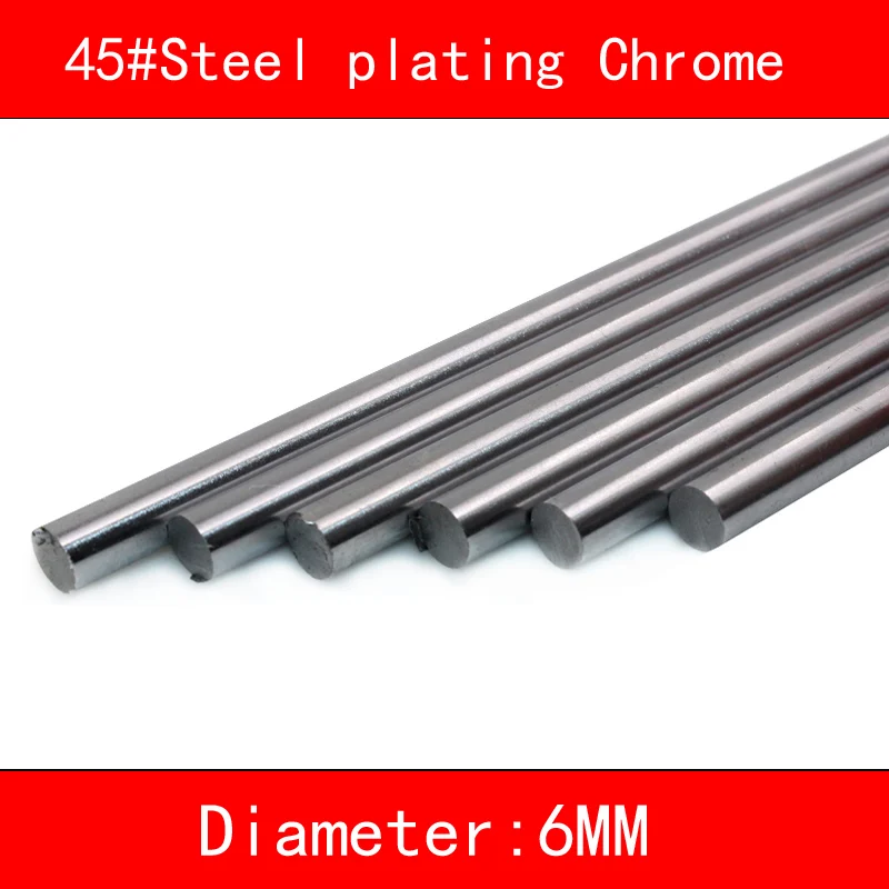 

2pcs 45#Steel plating Chrome linear shaft diameter 6mm length 100mm-500mm 3d printer part cnc linear rail shaft