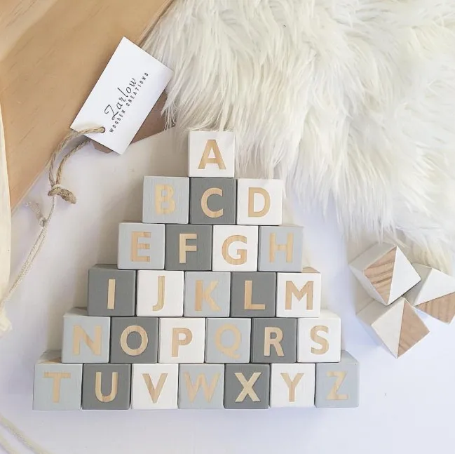 

Nordic home decoration 26 English Letter Blocks Early Learning Educational Toy Building Blocks Kids Safe Natural Toys Room Decor