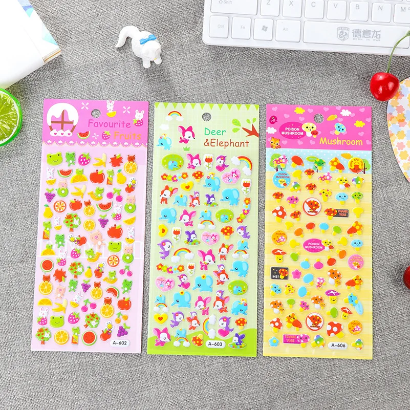 

3pcs Lot Newest Cute Bubble Stickers Stationery Sticker Diary Decorative Cartoon Phone Stickers Lovely 3D Waterproof Stickers