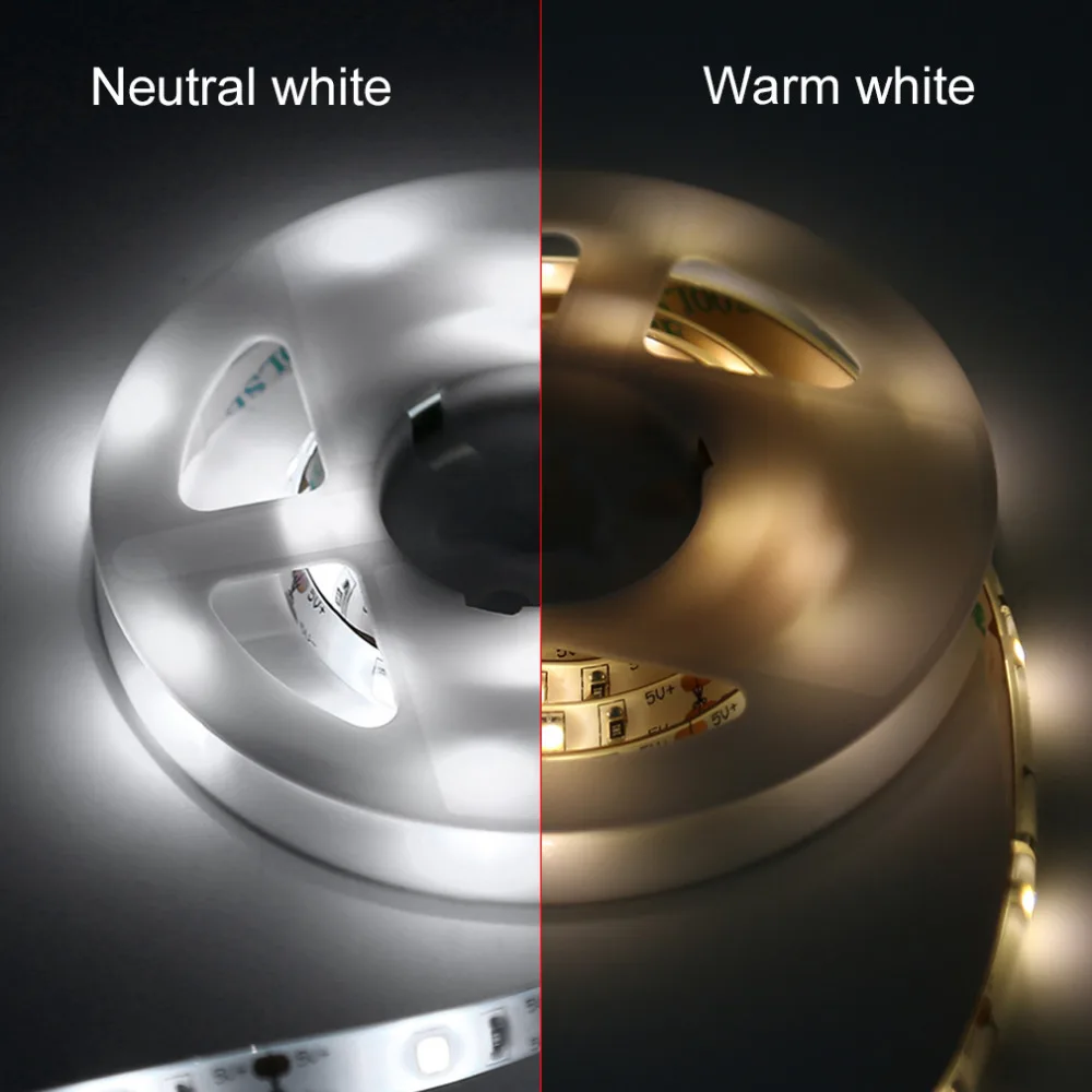 1M 30LED Waterproof LED Motion Sensor Strip Light Neutral White/Warm