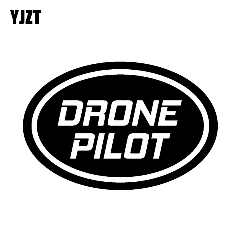 

YJZT 13.2CM*8.7CM " DRONE PILOT " Oval UAV Drone Vinyl Decal Car Sticker Black/Silver C3-0188