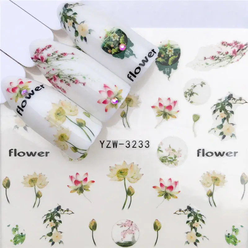 YWK 1 PC Flower / Animal Designs Water Transfer Sticker Nail Art Decals DIY Fashion Wraps Tips Manicure Tools