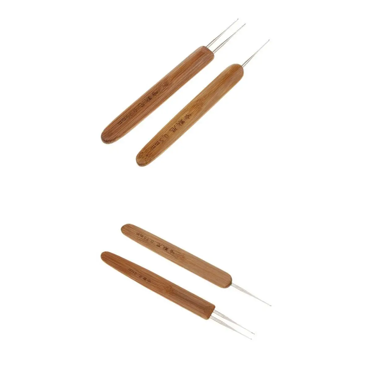 Pack 4pcs Bamboo Hair Weaving Crochet Needles Dreading Hooks Dreadlock Tool Perfect For Fixing Dreadlocks