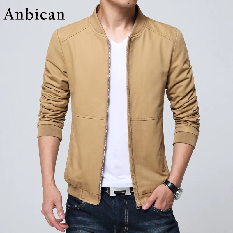 Anbican Fashion Khaki Bomber Jacket Men 2017 Autumn Brand New Solid