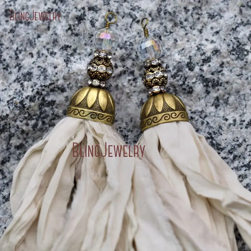 20171213-PM8971- Electroplating Bronze Color Ivory Sari Silk Tassel Pendant_6