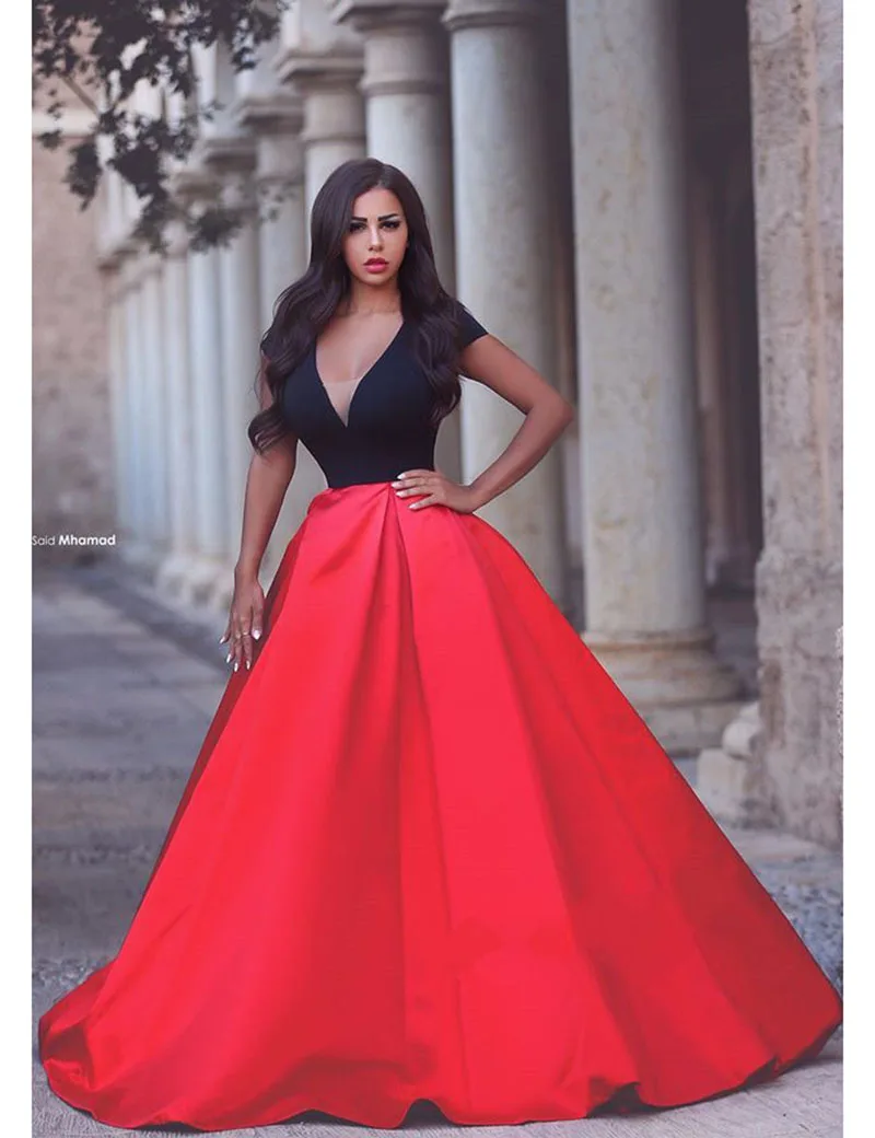 red and black gown design