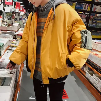 

Autumn And Winter Men's New Loose Temperament Fashion Personality Wild Long-sleeved Polyester Youth Hooded Cotton Coat