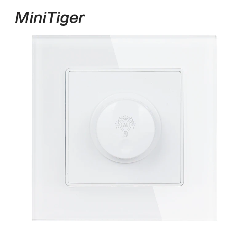 Minitiger лампа Реостат регулятор только для Светодиодный лампочки роскошный хрустальный стеклянный настенный светильник переключатель прерыватель 16A 0~ 300 Вт - Цвет: White