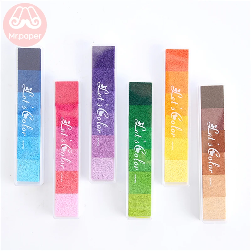 Mr Paper 6 Colors Gradual Change Colorful Long Inkpad Handmade DIY Craft Oil Based Inkpad Rubber Stamp Paper Scrapbooking Inkpad 3 Mr Paper 6 Colors Gradual Change Colorful Long Inkpad Handmade DIY Craft Oil Based Inkpad Rubber Stamp Paper Scrapbooking Inkpad 3