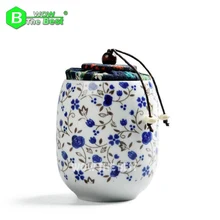 Китайский стиль, Милая Мини фарфоровая банка для чая, керамическая коробка для хранения чая, маленькая мини банка для путешествий, пробковая банка для хранения, глазурь в цвете