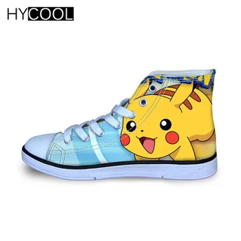 

HYCOOL Kids Canvas Shoes Pikachu Pokemon Pattern Boys Sneakers For Outdoor High Top Walking Children's Shoes Sports Running Boot