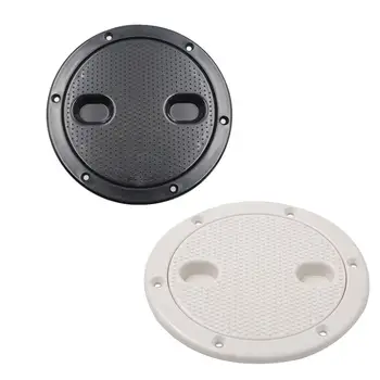 

4 Inch/6 Inch White/Black Anti-slip Hand Hole Plastic Round Marine Boat RV Hatch Cover Screw Out Deck Inspection Plate
