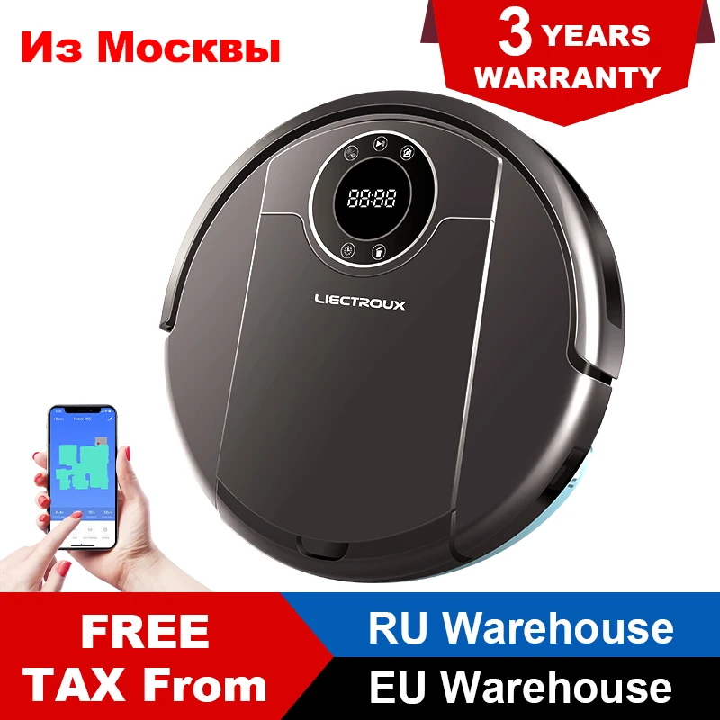 

LIECTROUX ZK808 Robot Vacuum Cleaner Wifi App Control, Map Navigation, 3000PA Suction, Smart Memory, Wet Dry Mop,Brushless Motor