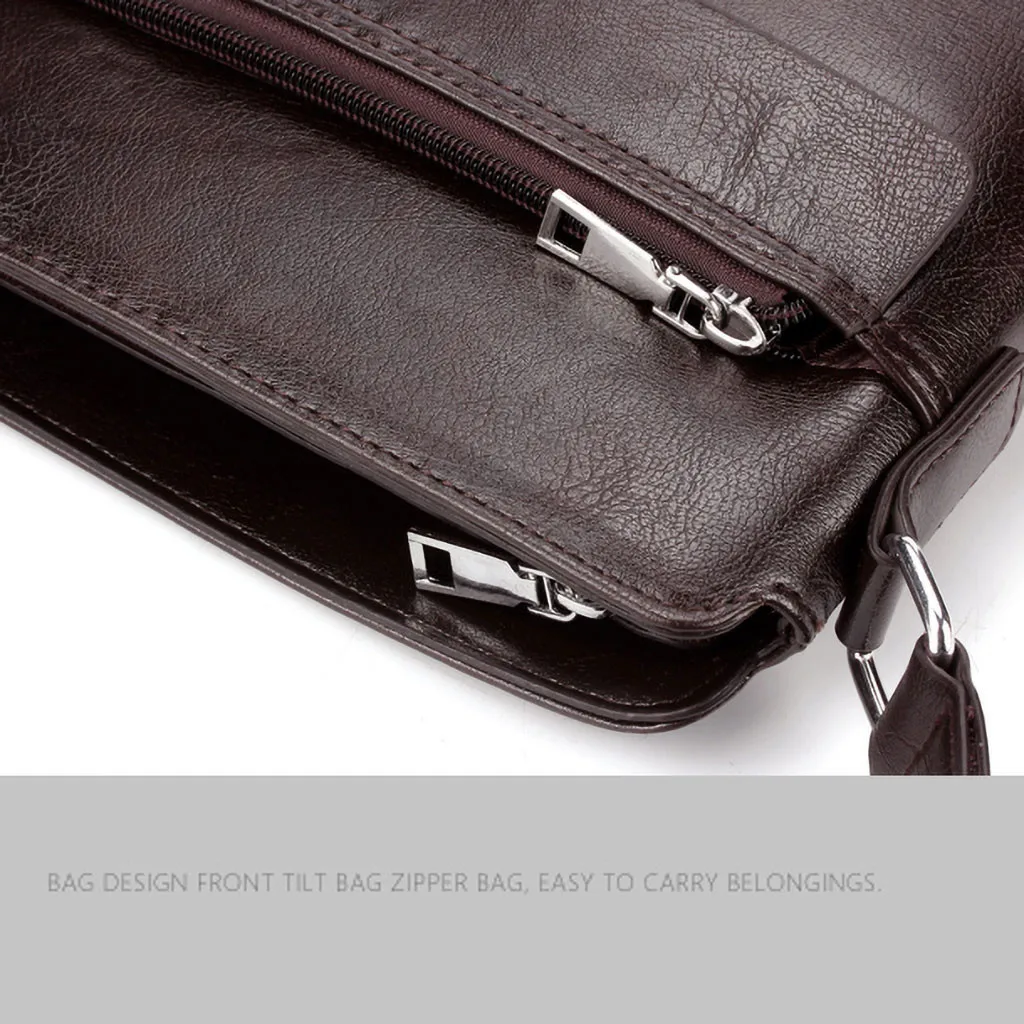 men's bag over the shoulder Leather business messenger bag Men Vintage Shoulder bags Crossbody Bags Retro Zipper Handbags#4gh