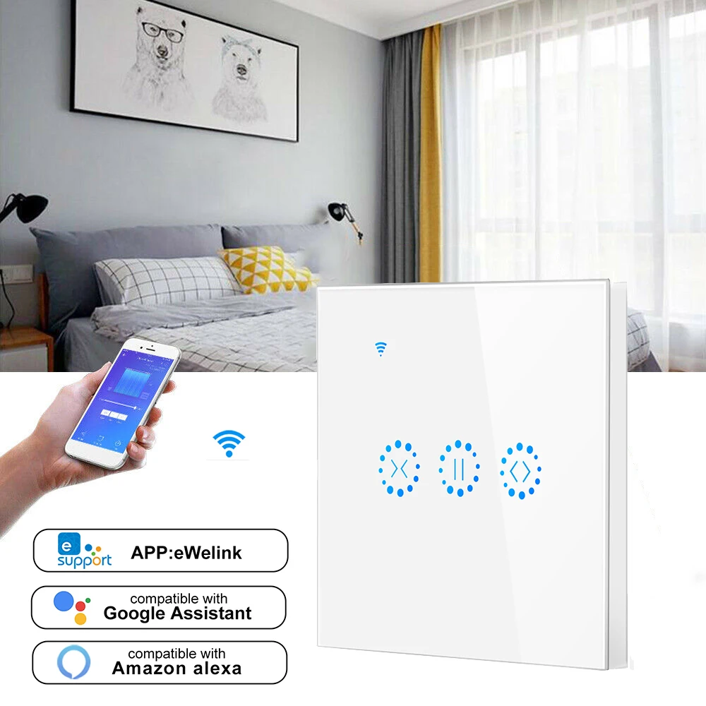 Smart Life APP WiFi занавес переключатель для электрического моторизованного занавеса работает Великобритания/ЕС Голосовое управление телефоном с Amazon Alexa и Google Home