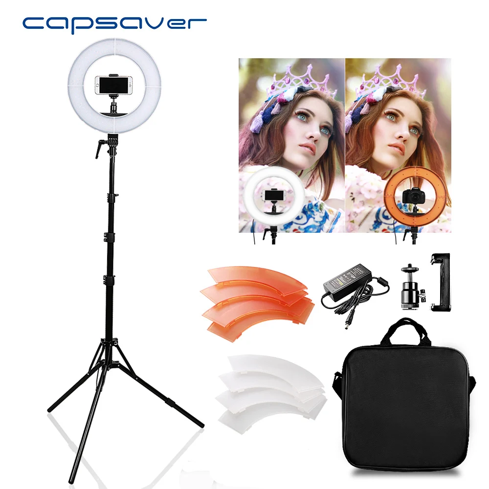 

capsaver RL-12 LED Ring Light with Tripod Circular Photography Lighting 5500K CRI90 196 LEDs Camera Studio Phone Video Lamp