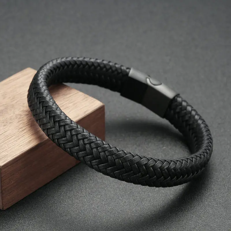 

2018 Fashion Bracelet For Men Woven Wristband Stainless Steel Bracelet & Leather Bracelet men jewelry lovers Bangle Wholesale