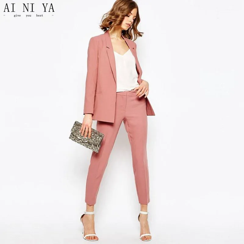 Pant Suits Blazer Female Office Uniform 