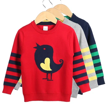 

Boys Knitted Sweaters Cartoon Striped Autumn Winter Baby Girl Boy Soft Knitwear Kids Clothes Cotton Sweater For 3 -10 Years