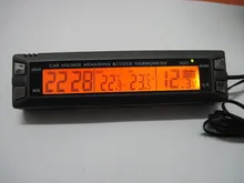 For Multifunction Car voltmeter car inside and outside temperature electronic clock orange color backlit blue backlight 7046V