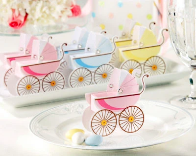 

Fast Delivery Factory Directly Sale 50 Pcs/lot Factory Directly Sale Baby Stroller Favor Box In Pink And Blue Color Wholesale