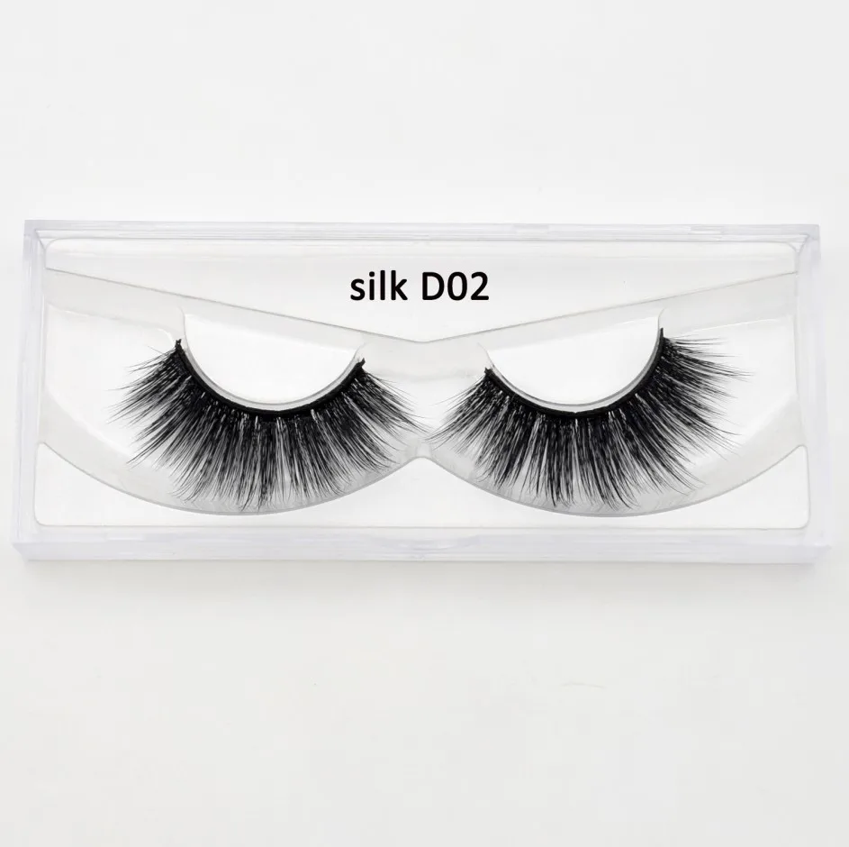 silk D02 Visofree 3D шелковые ресницы ручной работы полная полоса ресницы Толстые Накладные ресницы макияж шелковые ресницы 3d ipek kirpik шелковые ресницы - Цвет: silk D02