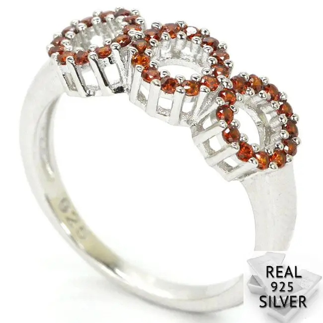 

2.4g Real 925 Solid Sterling Silver Deluxe Orange Spessartine Garnet Present Rings US 7# 19x7mm