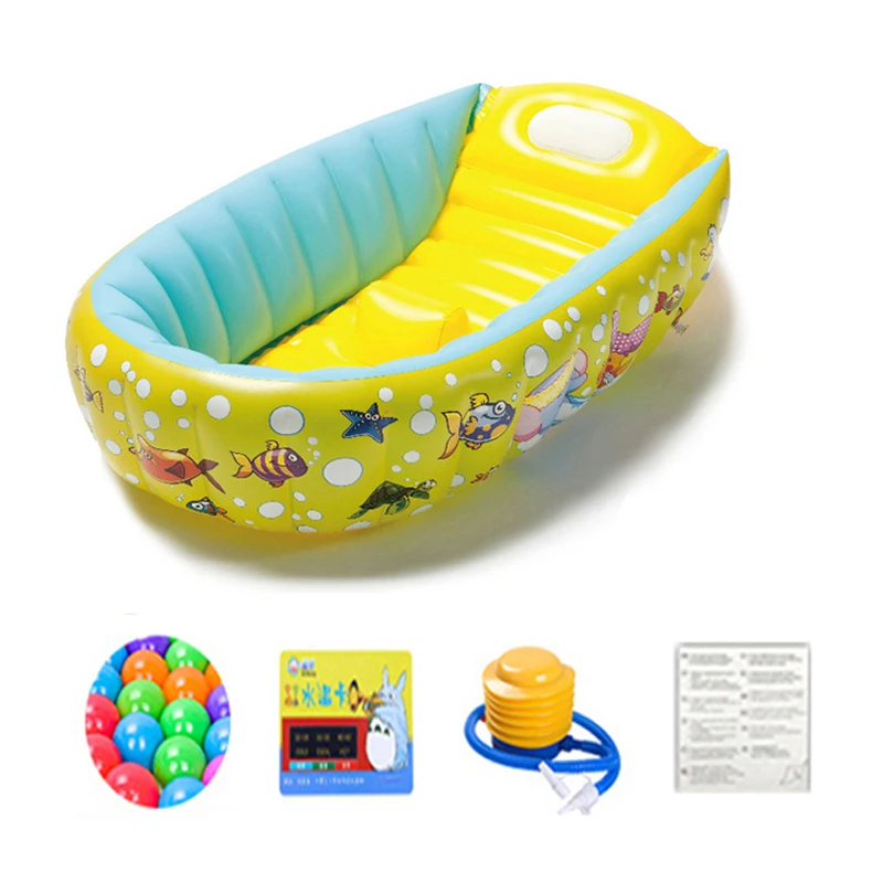 Plastic Baby Tub Swimming Pool +Air Pump Portable Bathtub Inflatable Bath Tub Child Tub Shower Cushion Keep Warm Folding Bathtub