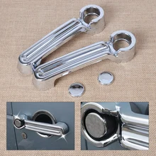 beler 2pcs New Triple Chrome ABS Plastic Door Handle Cover Trim For JEEP Wrangler JK Liberty Dodge 2007 2008 2009 2010 2011-2015