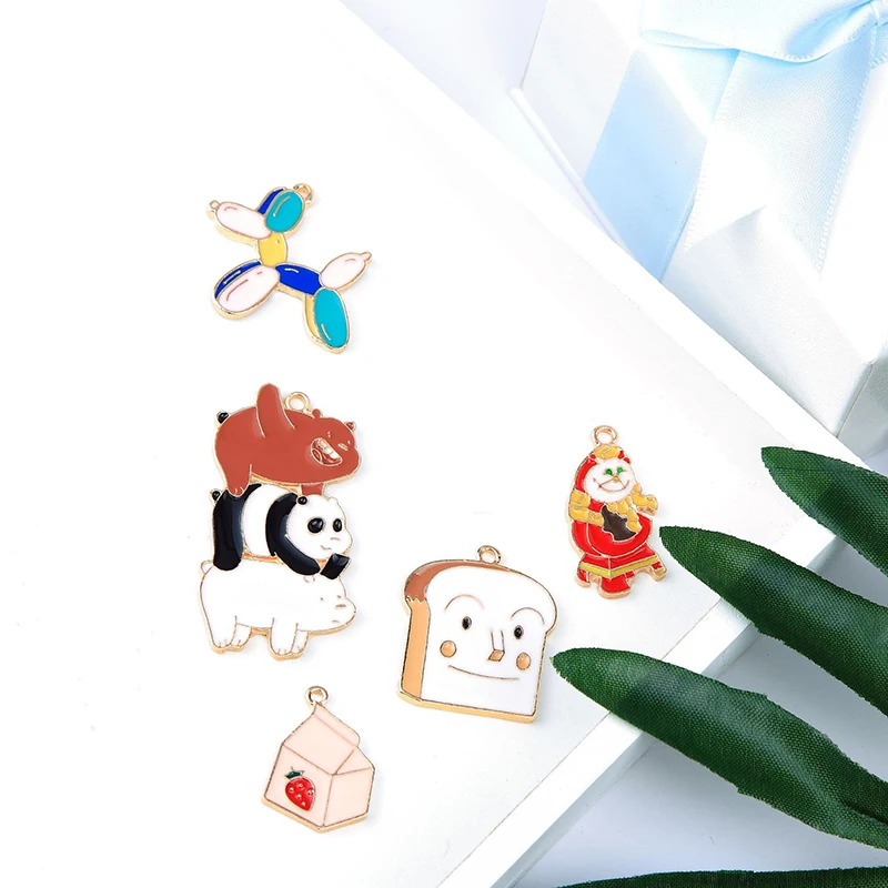 

10PCS Animals Foods Enamel Charms Oil Drop Balloon Dog Bread Alloy Pendants DIY Bracelet Floating Charms Jewelry Accessory YZ472