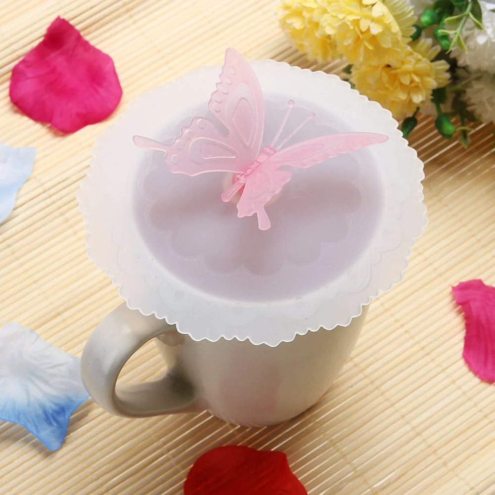 Симпатичные бабочки силиконовые крышки для чашек Анти-пыль Пылезащитная и герметичная крышка утечки для питьевой чашки/чашки чая