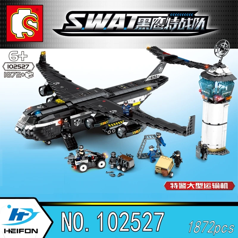 

Large transport aircraft Black Hawk SWAT ilitary Building Blocks Bricks Compatible Model toys Sembo 102527