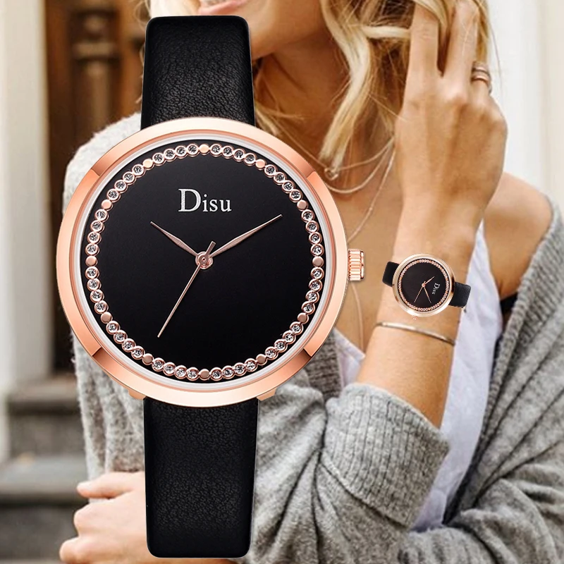 

2019 New Disu Brand Fashion Leather Watches Leather Minimalist Wrist Watch Women Watches Mujer Bayan Kol Saati Montre Feminino