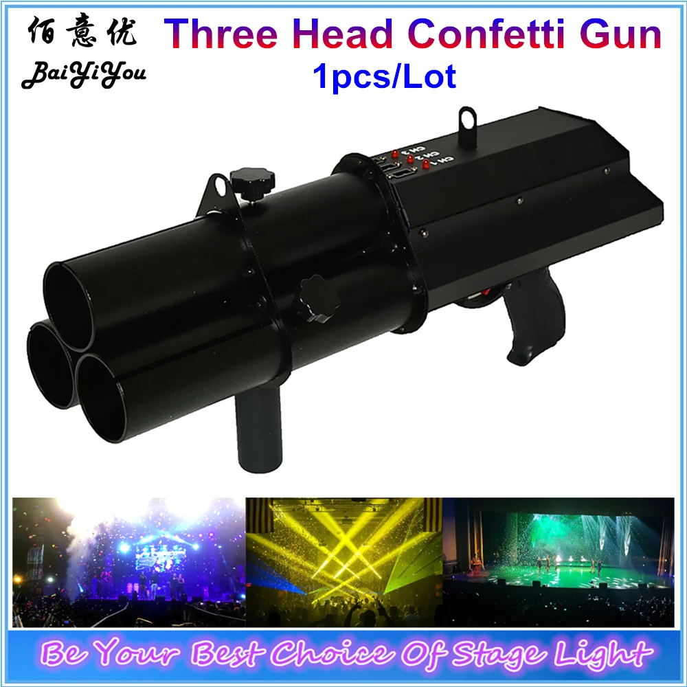 Three Heads Electric Party Confetti Gun Confetti Launcher Cannon FX