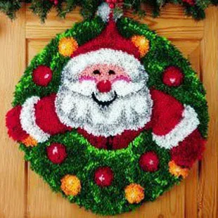 

Free Shipping Hook Rug Kit Unfinished Crocheting Yarn Mat Latch Hook Rug Kit Floor Mat Santa Claus Picture Carpet Set