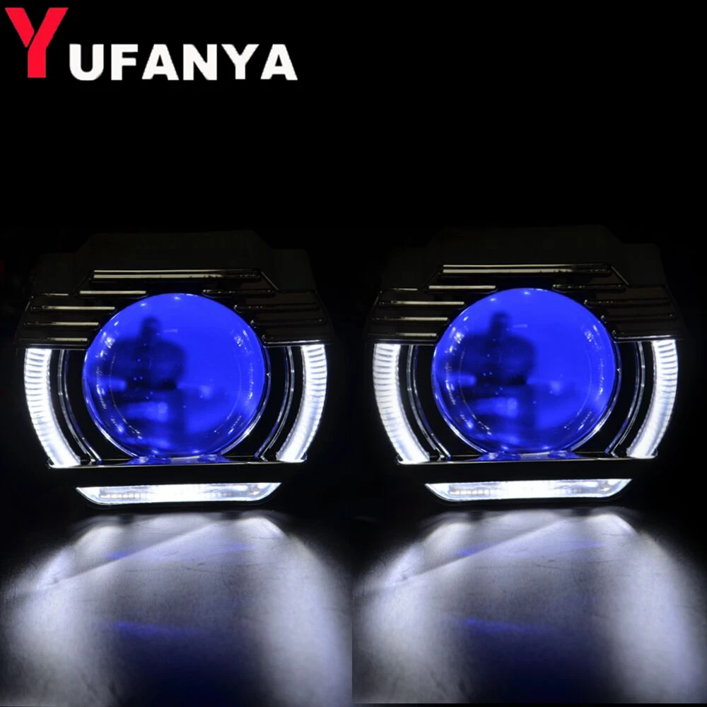 

2 pcs 2.5" high quality U shape led white angel eye DRL Shroud Cover Mask For bi-xenon projector lens hid retrofit free shipping